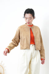 Beige suede crop jacket