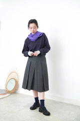 Grey 2 ways bold pleats skirt