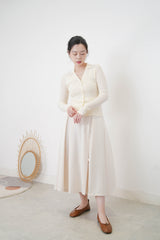 Ivory v neck cardigan in sheer stripes details