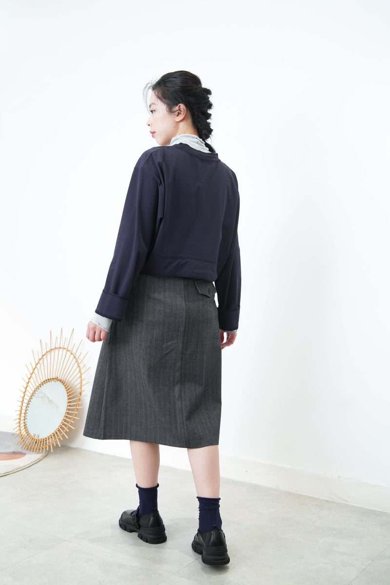 Grey 2 ways bold pleats skirt