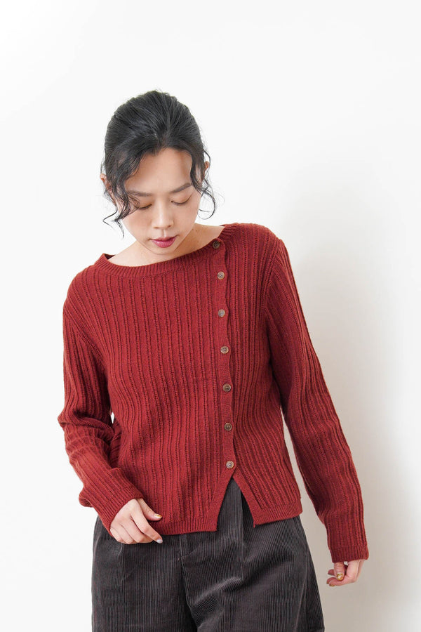 Wine thin knit sweater w/ side buttons