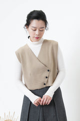 Beige wool asymmetrical vest