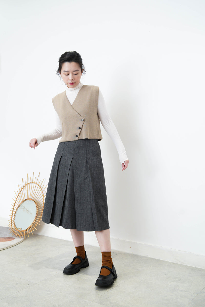 Beige wool asymmetrical vest