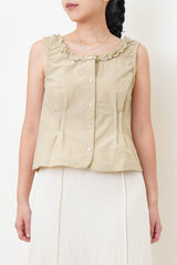 Beige Vest w/ ruffle trimming vest