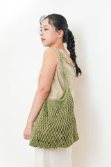 Green frech net beach bag w/ inner pouch