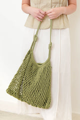 Green frech net beach bag w/ inner pouch