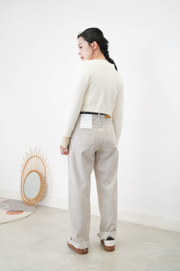 Stripes wide leg trousers