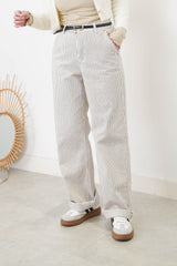 Stripes wide leg trousers