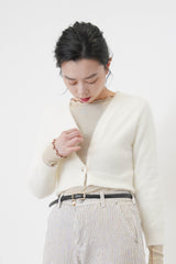 Ivory soft texture crop cardigan