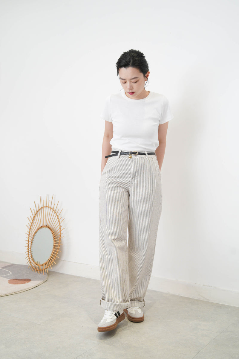 Stripes wide leg trousers