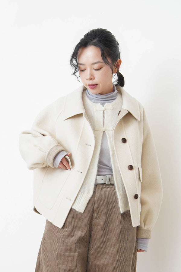 Off white merino wool jacket in 2 ways