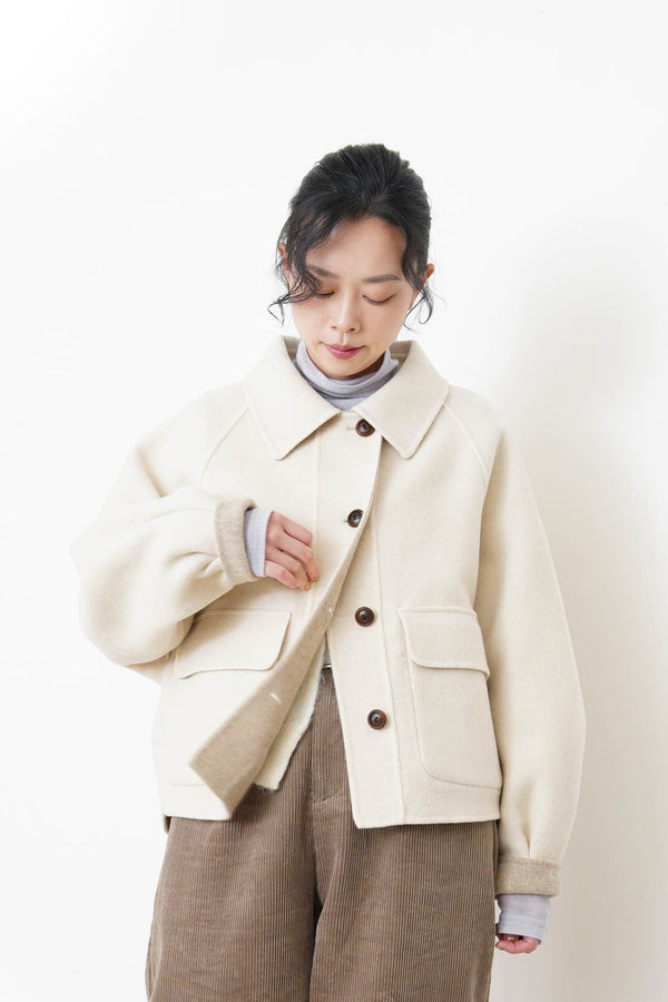 Off white merino wool jacket in 2 ways