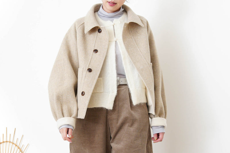 Off white merino wool jacket in 2 ways