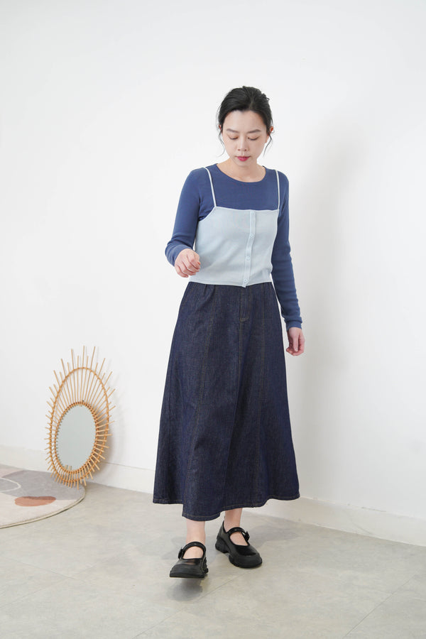 Navy summer denim skirt