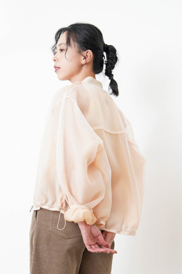 Peach premium sheer bomber jacket