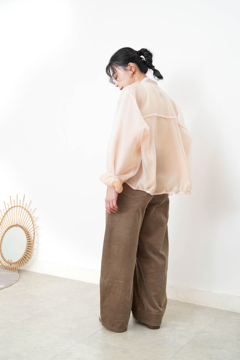 Peach premium sheer bomber jacket