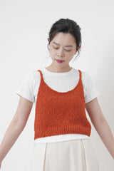 Brick red texture knit cami