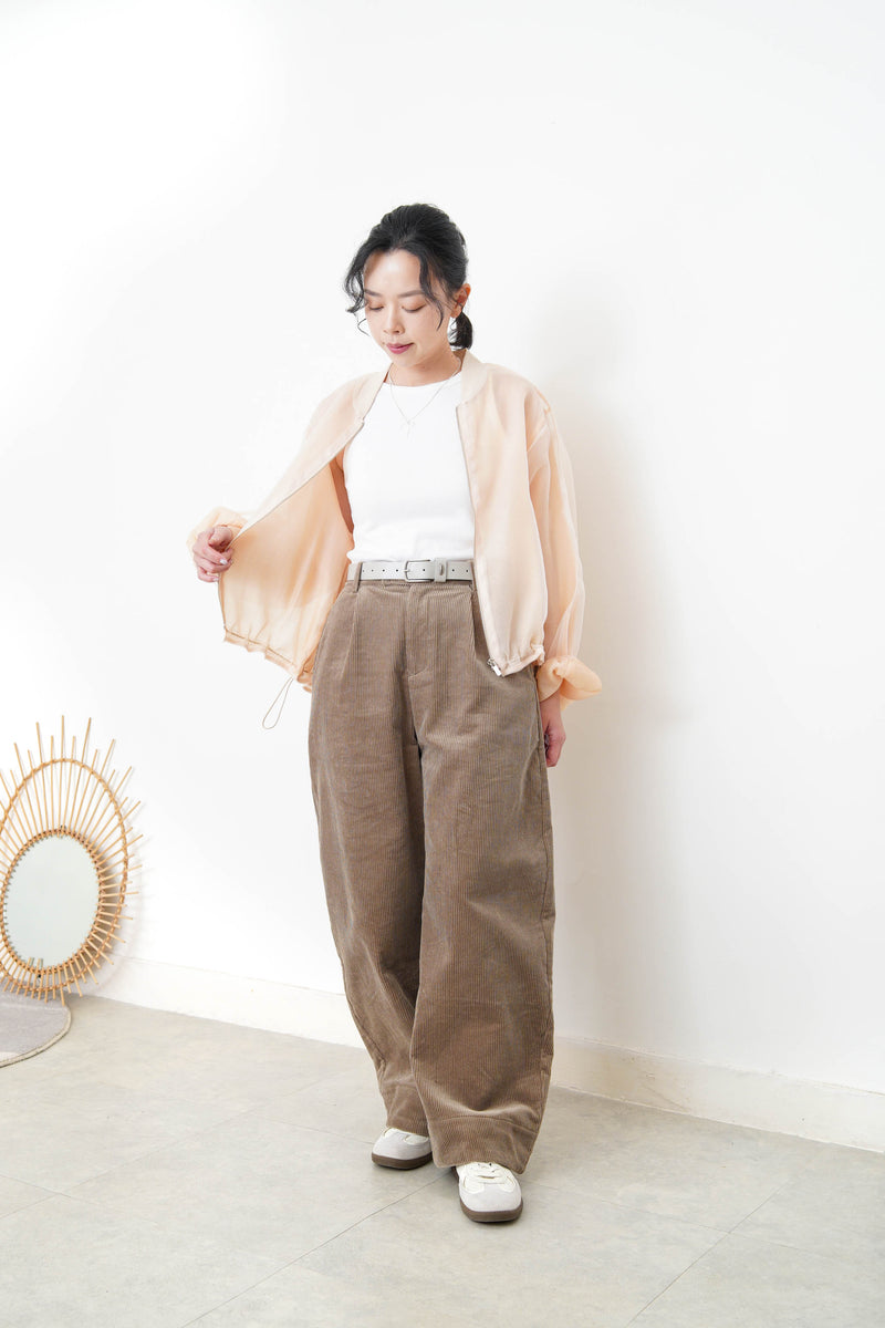 Peach premium sheer bomber jacket
