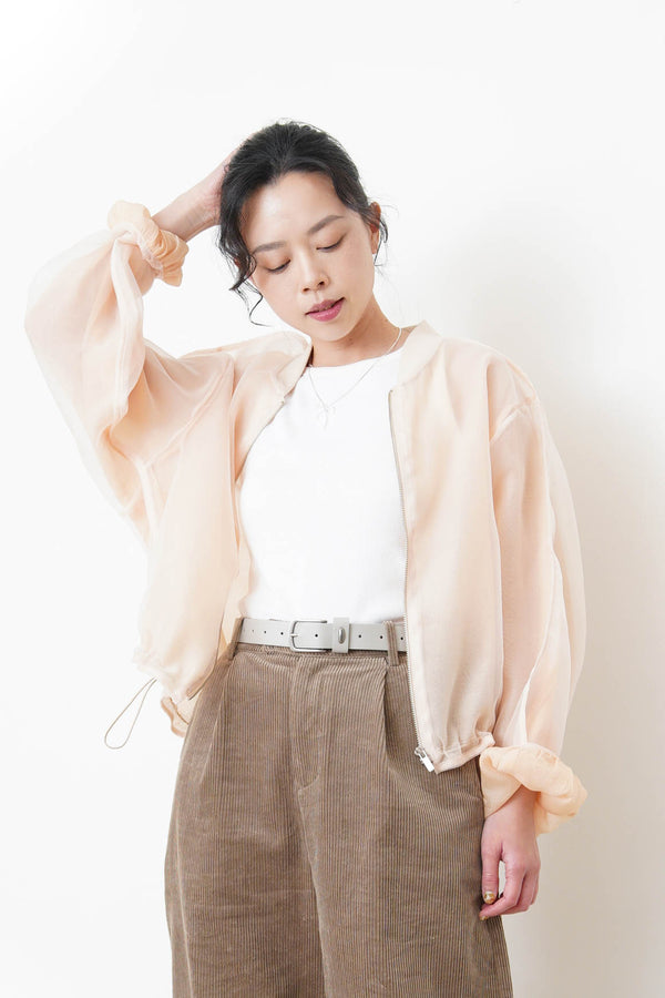 Peach premium sheer bomber jacket