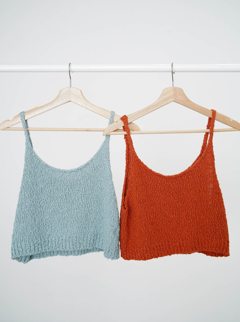 Brick red texture knit cami