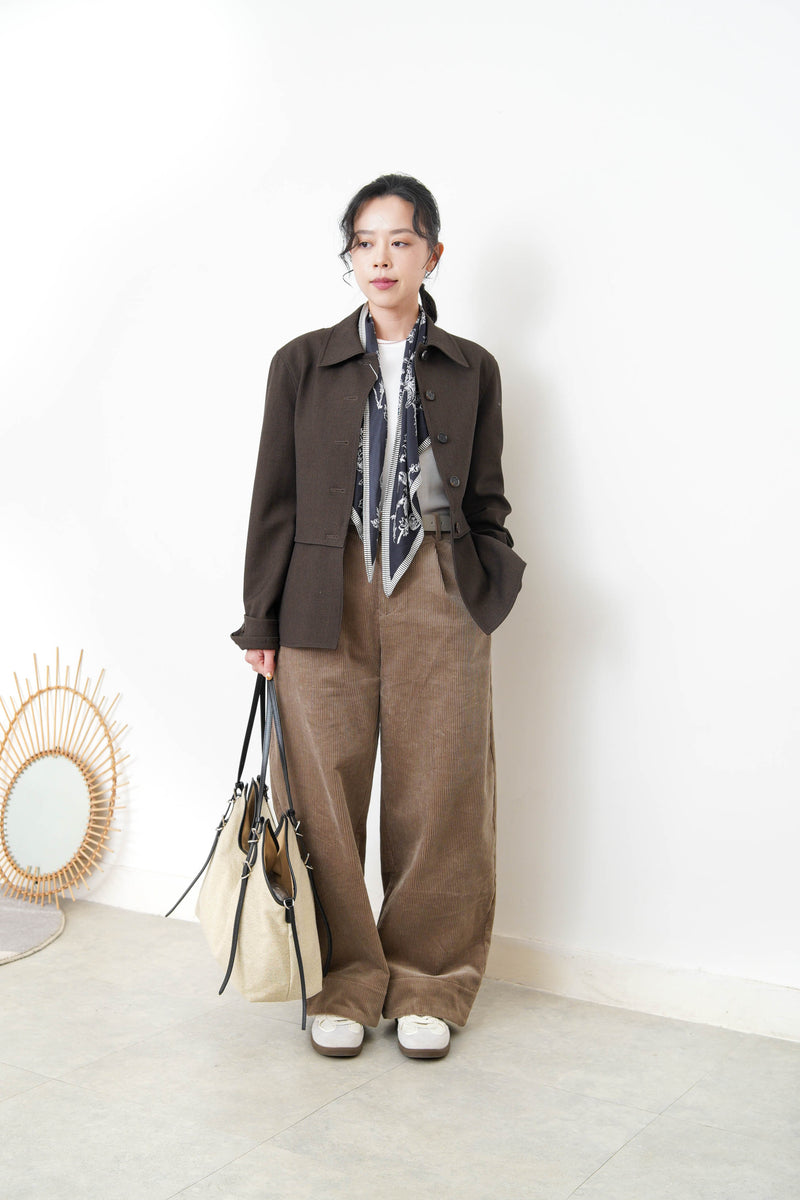 Camel brown corduroy pants with belt
