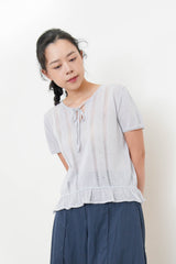Light blue crochet top w/ peplum hem