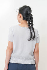 Light blue crochet top w/ peplum hem