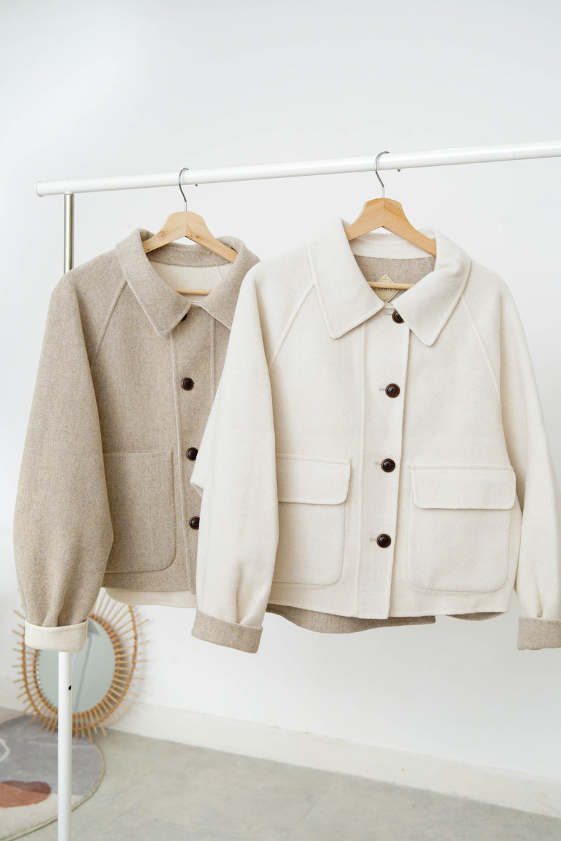 Off white merino wool jacket in 2 ways