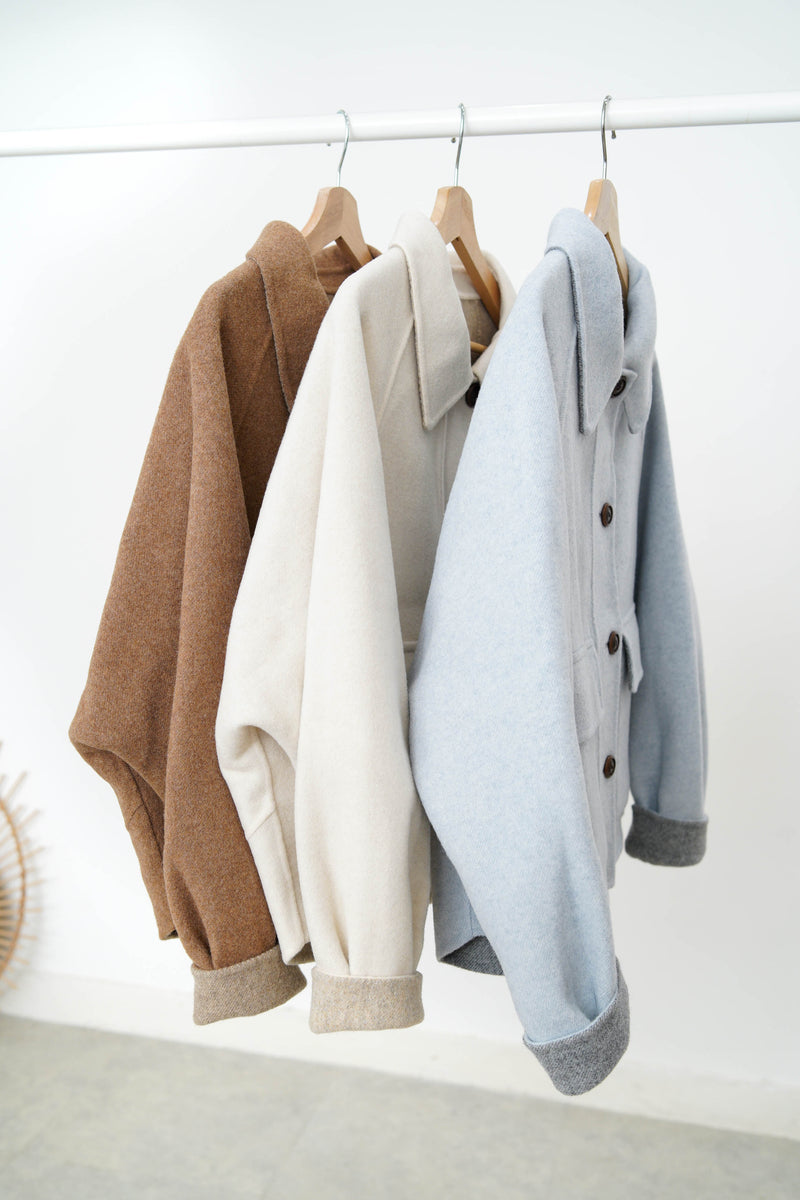 Off white merino wool jacket in 2 ways