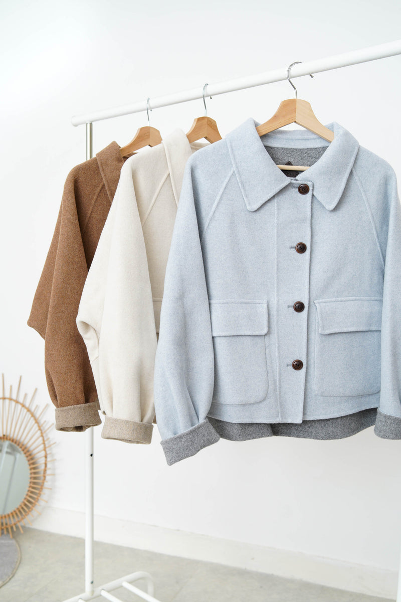 Off white merino wool jacket in 2 ways