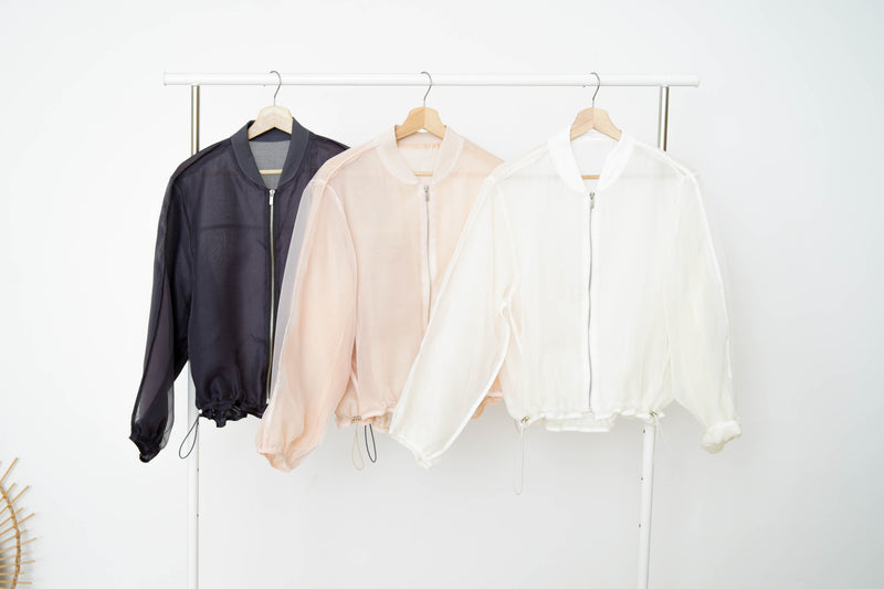 Charcoal premium sheer bomber jacket