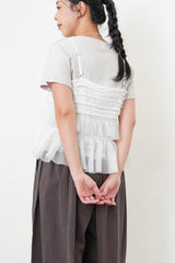 Detail ruffle mesh cami w/ ruffle tee in set