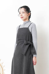 Charcoal waist strap cami dress w/ grey inner set