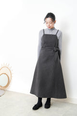 Charcoal waist strap cami dress w/ grey inner set