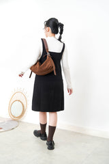 Little black knit dress in square collar