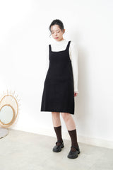 Little black knit dress in square collar