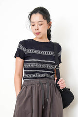 Navy pattern knit vest