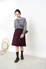 Burgundy A line cut wool skirt