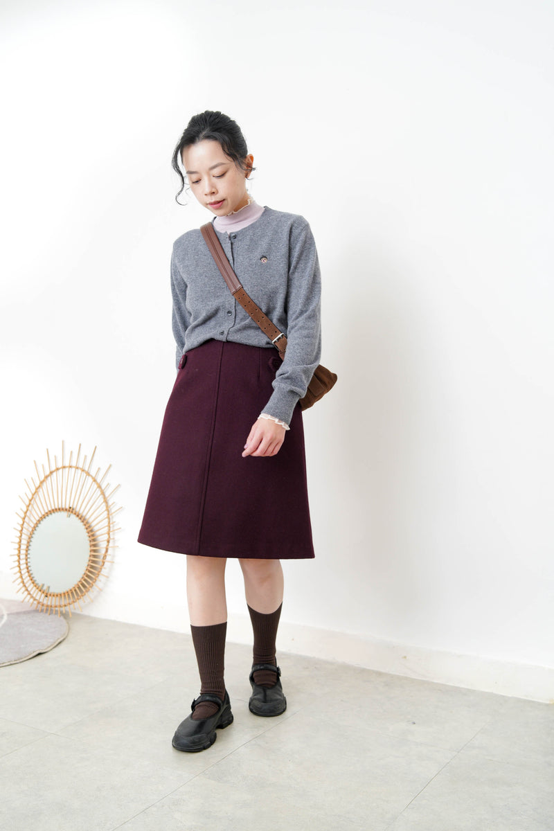 Burgundy A line cut wool skirt