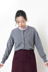 Grey soft cardigan w/ embroidery
