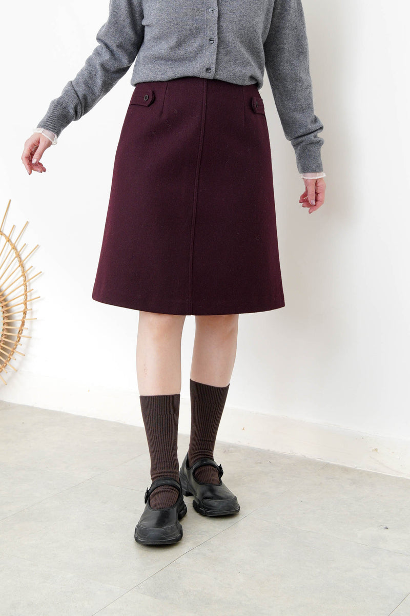 Burgundy A line cut wool skirt