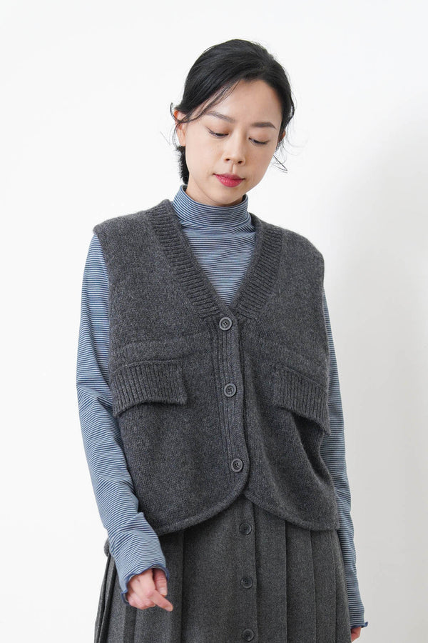 Blue stand collar inner in stripes