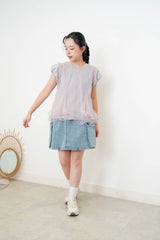 Grey top w/ attached sheer ruffle layers