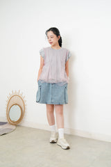 Grey top w/ attached sheer ruffle layers