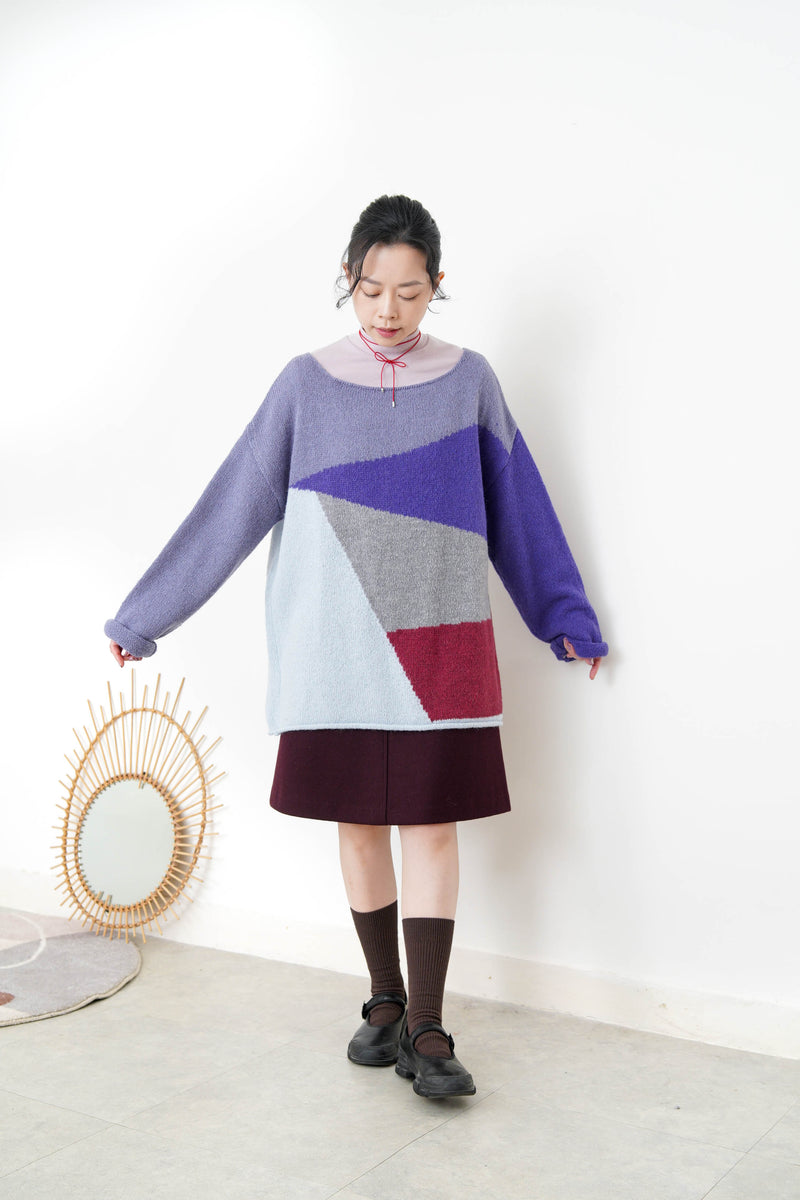 Purple palette sweater in loose cut