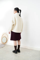 Ivory 100% wool jacket w/ leather buckles