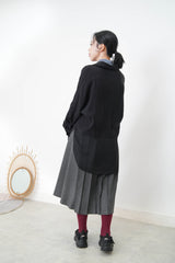 Black chiffon shirt w/ sheer long hem