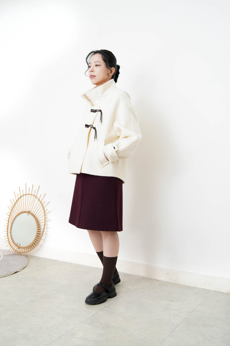 Burgundy A line cut wool skirt