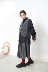 Black chiffon shirt w/ sheer long hem