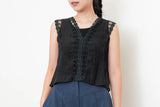 Black lace vest blouse